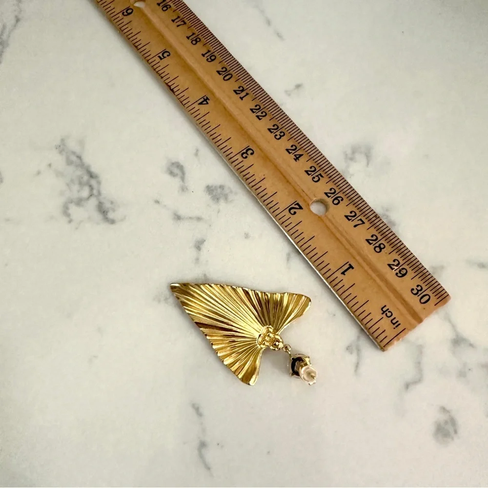 2/30🌵 Black & White Stripe Gold Triangle Art Deco Earrings Vtg Style Gift NEW